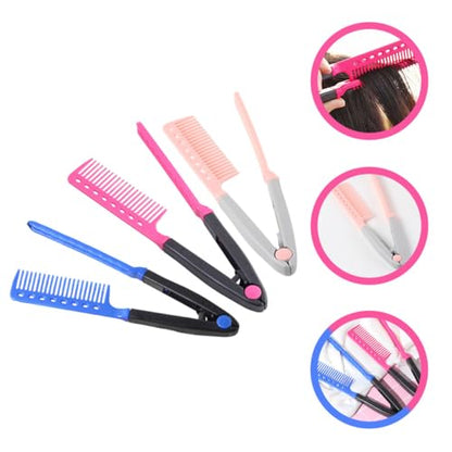 3pcs Foldable V-shaped Hairdressing Straightener Combs for Salon Flat Ironing, Portable Hair Styling Tools for Women and Men