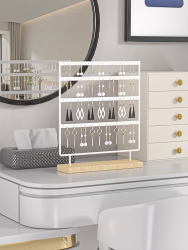 Earring Holder Organizer,Pierced Large Earrings Display Stand For Selling,Small Stud Earring Organizer Rack,Hoop Earring Storage Hanger Tree (White, 4 tier) - color: White, size: 4 tier