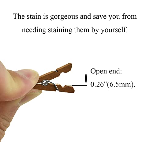 HAHIYO Brown Wooden Clothes Pins Clothespins Mini Aviod Fall Apart 1 Inches Length 80 Pack Strong Springs No Rust No Discoloration for Laundry Bathroom DIY Craft Photos Food Opened Bags - size: Brown 1 inches 80 Pack