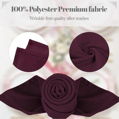 PLOYMONO Burgundy Heavy Duty Cloth Napkins - 17 x 17 Inch Solid Washable Polyester Dinner Napkins - Set of 8 Napkins with Hemmed Edges - Great for Weddings, Parties, Banquets Dinner & More - color: Burgundy