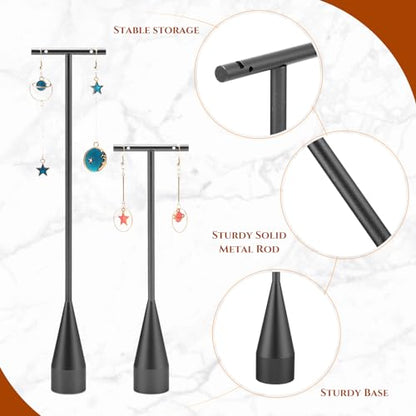 Wesiti 6 Pack Metal Earring T Bar Stand Retail Display Holder T Earring Display Holder Jewelry Stand with Metal Base for Show Jewelry Online Stores Photography (Black) - color: Black