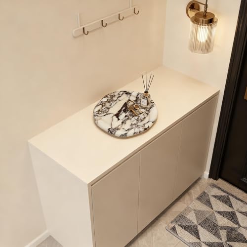 Marble Tray for Jewelry, Food and Daily Items, Irregular Stone Sculpture, Suitable for Home Decor Storage Tray Vanity/Dresser Non-Resin/Non-Ceramic (yuanduo-baoge) - color: Yuanduo-baoge