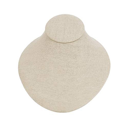 MOOCA Linen Lay Down Necklace Bust Display Jewelry Necklace Chain Jewelry Bust Display Holder Stand, Tan Linen