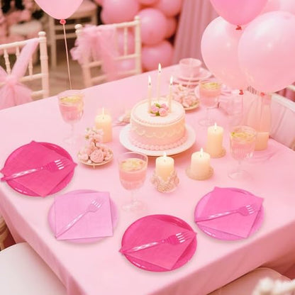 Serves 35 Guests Gradient Pink Plates and Napkins Party Supplies,7" Gradient Pink Birthday Dessert Paper Plates and Napkins,Disposable Party Dinnerware for Wedding,Graduation - color: Gradient Pink