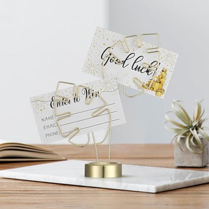 Didiseaon 4 Pcs Monstera Shape Card Holders with Clips Metal Photo Memo Clamp for Desk Home Wedding Party Decoration