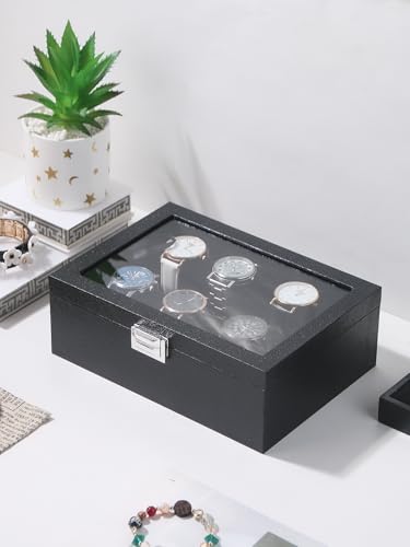 Bracelet Holder Organizer Box, Jewelry Storage Case with 2 Rods, Bangle Watch Display Tray for Women Girls (Black) - color: Black