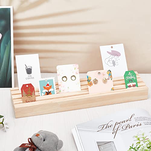 NBEADS Natural Wood Earring Display Stands, 4 Slots Jewelry Earring Display Holder Wood Earring Card Holder Jewelry Organizer Stand Jewelry Retail Display for Selling, 12.2×3" - color: Wooden- L.W.Thi: 12.2x3.03x1.18"