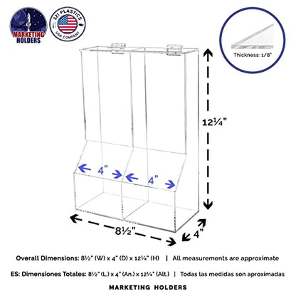 Marketing Holders Condiment Bin Double Compartment Sugar Packets and Wrapped Candy Caddy Clear Acrylic 8.5 Inch Wide by 12.25 Inch High Freestanding Tabletop Retail Stores and Container with Lid - size: Double Condiment Bin
