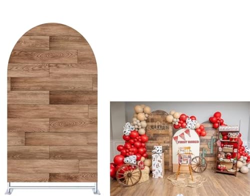 FiVan Arch Covers Stretchy Backdrop for Birthday Baby Shower Party Decoration 2.6x6ft Wooden Floors Pattern Baptism Background Props - color: NO-408, size: 2.6x6ft(78x180cm)