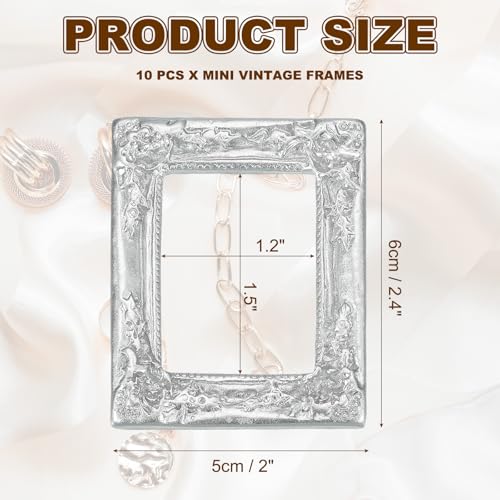 uxcell 10pcs Vintage Resin Picture Frames, Mini Tiny Photo Frame Rectangle Jewelry Display Prop for DIY Table Top Photography Wedding Decor, Silver, 1.5 x 1.2 - color: Silver, size: 1.5 X 1.2 Inch