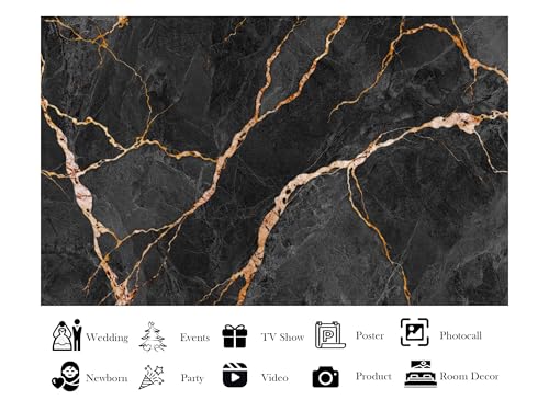 12x10ft Fabric Black Gold Marble Texture Backdrop Luxury Stone Pattern for Design Photography Background Interior Design Party Decorations Home Tapestry Photo Props - size: 12X10ft