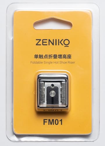 ZENIKO FM01 Single-Contact Folding Hot Shoe Riser,HotShoe Extender Mount Adapter Compatible with ZENIKO F04 F08 ,Godox IM20 IM30 Mini Flash(Note: NO TTL NO HSS)