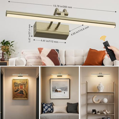 Picture Light for Wall, Antique Brass, Battery Operated - color: Antique Brass, size: 13.8Inch