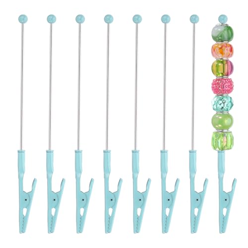 PATIKIL Long-Tailed Alligator Clamp, 8 Pcs 5.3 inch/135mm Metal Wire Alligator Clamp Beadable Alligator Photo Clips for Picture Note Menu Memo DIY Decor Crafts, Blue - color: Blue