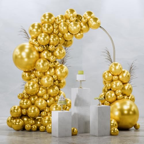 PartyWoo Gold Balloons 85pcs Different Sizes of 18 12 10 5 Inch Gold Balloon Arch Kit Garland for Birthday Wedding Anniversary Baby Shower Graduation Retirement Casino Party Decorations Gold-G101 - color: Gold-g101-2