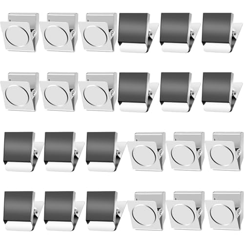 Grtard 24 Pack Magnetic Clips Heavy Duty, Magnet Clips for Fridge, No-Scratch Magnetic Clip for Refrigerator, Strong Magnets with Clip for Cruise Cabin, Whiteboard, Locker, Note List, Photo Display - color: Silver, size: 24 pack