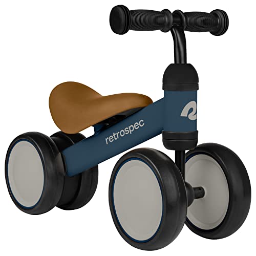 Retrospec Cricket Baby Balance Bike, 4-Wheel Ride-On Toy for Ages 12-24 Months – First Bike & Toddler Bike for 1 Year Old Boys & Girls, First Birthday Gift - color: Navy