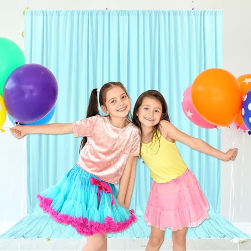 10ft x 10ft Lake Blue Backdrop Curtains for Parties, Fabric Satin Background Curtain with Rod Pockets for Weddings, Birthday, Baby Shower, Photography, Graduation Party Backdrop Drapes, 2 Panels - color: Lake Blue
