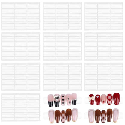10 Sheets Double Sided Nail Tape Double Sided Tape for Press on Nails Adhesive Clear Mounting Tape for Nail Packaging Nail Design Salon Supplies Colors Designs Showcase
