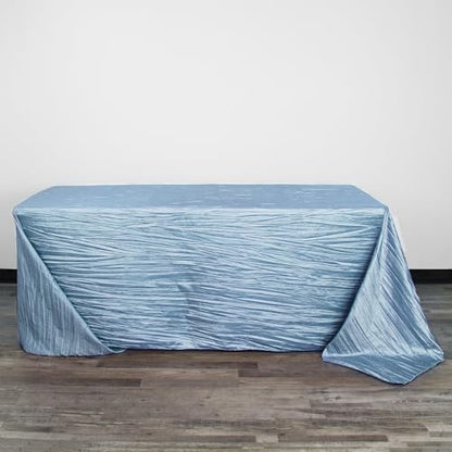 YOUR CHAIR COVERS - 90 x 132 inch Rectangular Crinkle Taffeta Tablecloth - Light Blue, Rectangle Table Linens for 6 ft Rectangular Tables, Wedding Crushed Table Cloth - color: Light Blue, size: 132" x 90" (Rectangular)