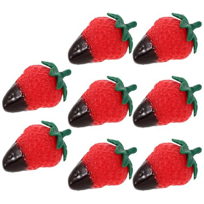 Zerodeko 8pcs Chocolate Dipped Fake Strawberries Artificial Fruit Ornaments with Dark Leaves Realistic Simulated Food Decoration for Photography Props Party Centerpiece