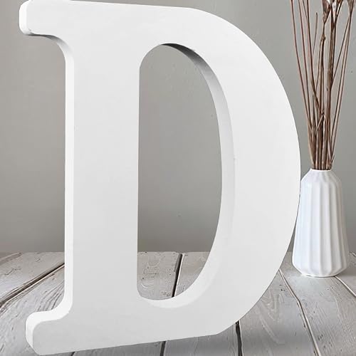 AOCEAN 12 Inch White Big Wood Letters Unfinished Wooden Letters for Wall Decor Decorative Standing Letters Slices Sign Board Decoration for Craft Home Party Projects (D) - color: D