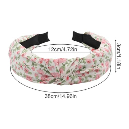 Knot Headband for Women,Fabric Flower Printed Knotted Non Slip Wide Headwear | Non Slip Womens Headbands | for Daily Wear Hair Styling Makeup Party Fall Spring Casual Gym Holiday