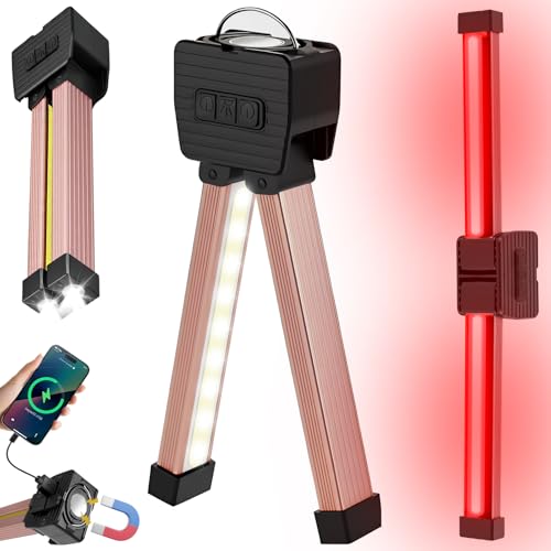 Gym Lamp, YETHKE Portable Gym Lighting for Posing, Magnetic Work Light with Portable Charger, Gift for Men/Women, 180° Rotate Foldable with Hang Hook Camping Lamp, LED Handheld Flashlight-Rose - color: Rose