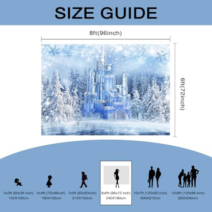 Mocsicka Winter Wonderland Backdrop Wonderland Party Decorations Crystal Ice Castle Photography Background for Kids Photo Studio Props - size: 8x6ft