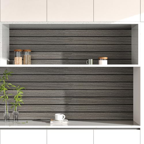 Wood Wall Panels Dark Brown 3D Acoustic Slat Wall Paneling Peel and Stick Vertical Self Adhesive Faux Wood Grain Contact Paper Soundproof Wooden Panel for Bedroom TV Background Interior - size: 11.8"x118"
