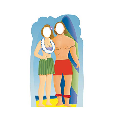 Cardboard People Surfer Couple Holding Surfboard Stand-in Life Size Cardboard Cutout Standup - color: Surfer Couple Surfboard