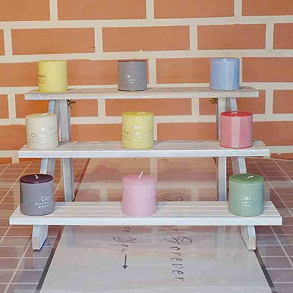 2pcs White Display Riser, Earring Display Stands, Showcase Cascading Merchandise Organizer Tray Vendor Display Supplies for Tabletop Shows Solid Wood (3tier) - color: White-3tier-2pcs