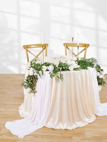 White Arch Drapes Wedding Decorations: Sheer Fabric Curtains 4 Panels 6 Yards Chiffon Ceiling Ceremony Party Window Decor - color: White, size: 6 Yards 4 Panels