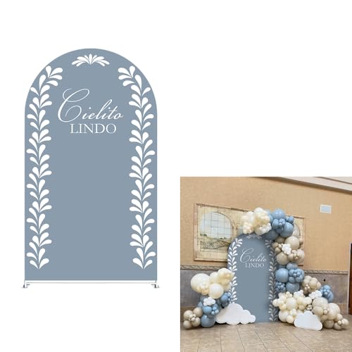 Arch Backdrop Cover Dusty Blue Mexican Fiesta Baptism Baby Shower Double-Sided Chiara Arch Spandex Fabric Cover for Wedding Parties Decorations (2.2x5ft Cover,g4045) - color: g4045, size: 2.2x5ft cover