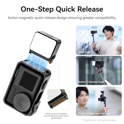 ULANZI LM18 2-Pack Vlogging Light Mini LED Action Camera Video Light Magnetic Photography Fill Lighting for DJI Osmo Action 3/4 Camera Cage Accessories and Ulanzi PK-06 Pocket 3/4 Expansion Adapter - size: 2 Pcs- for Dji Action 5/4/3 & Pocket 3