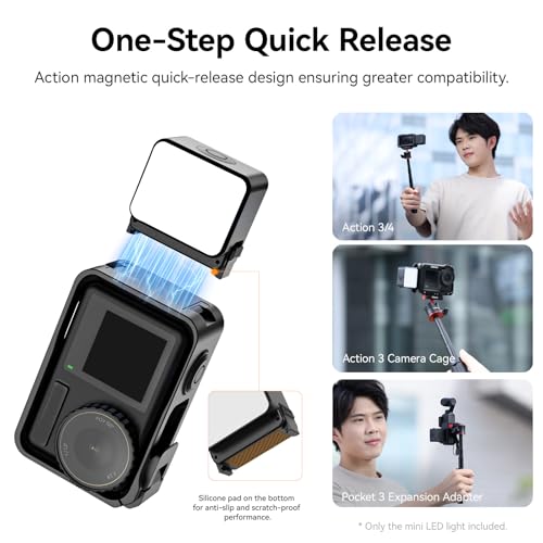 ULANZI LM18 2-Pack Vlogging Light Mini LED Action Camera Video Light Magnetic Photography Fill Lighting for DJI Osmo Action 3/4 Camera Cage Accessories and Ulanzi PK-06 Pocket 3/4 Expansion Adapter - size: 2 Pcs- for Dji Action 5/4/3 & Pocket 3