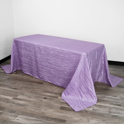 YOUR CHAIR COVERS - 90 x 132 inch Rectangular Crinkle Taffeta Tablecloth - Lavender, Rectangle Table Linens for 6 ft Rectangular Tables, Wedding Crushed Table Cloth - color: Lavender, size: 132" x 90" (Rectangular)