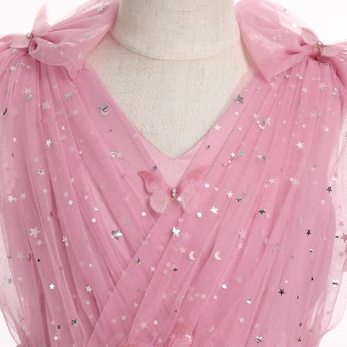 IMEKIS Toddler Kids Girls Butterfly Dress Sparkle Sequins Tulle Wedding Formal Birthday Dresses 2-10T - color: Dusty Pink, size: 9-10 Years