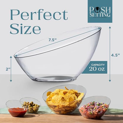 Posh Setting Crystal Clear, Disposable Premium Hard Plastic Medium Angled Bowl, Party, Salad, Snack and Fruit Bowl 5 Pack - color: Clear, size: Medium 20 OZ