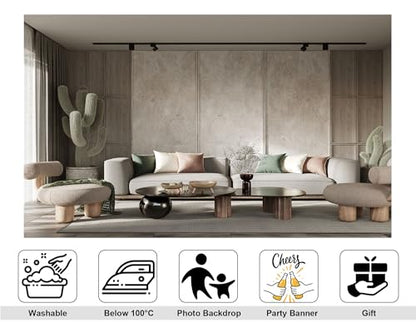 9x9ft Nordic Living Room Backdrop Neutral Tone Sofa Setup Photography Background for Party Home Studio Decorations Tapestry Photo Booth Props - size: 9x9ft