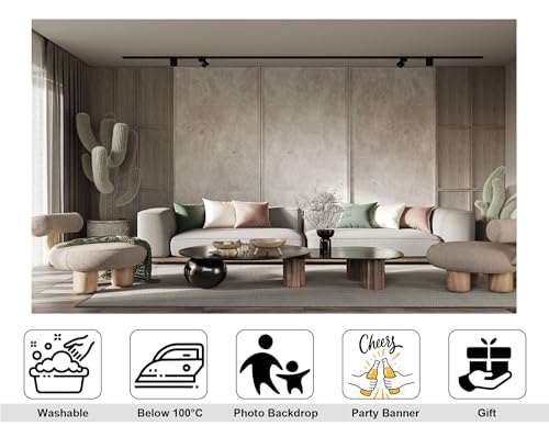 5x5ft Nordic Living Room Backdrop Neutral Tone Sofa Setup Photography Background for Party Home Studio Decorations Tapestry Photo Booth Props - size: 5x5ft