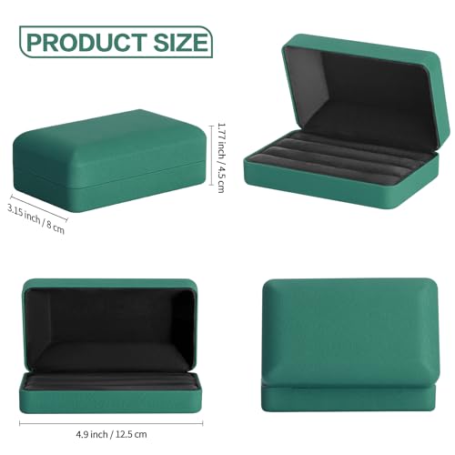 KUKUVR Velet Ring Storage Box, Travel Jewelry Case with 3 Slot Ring Display Organizer (Green) - color: Green