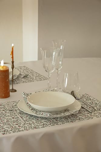 MY DRAP 100% Cotton Luncheon Napkins - Leaves Xmas (7.8 x 7.8 in - 12 Units Per Roll) Sustainable Single-use Perfect for Christmas, Holiday, Events, Hosting, Winter Party - color: Leaves