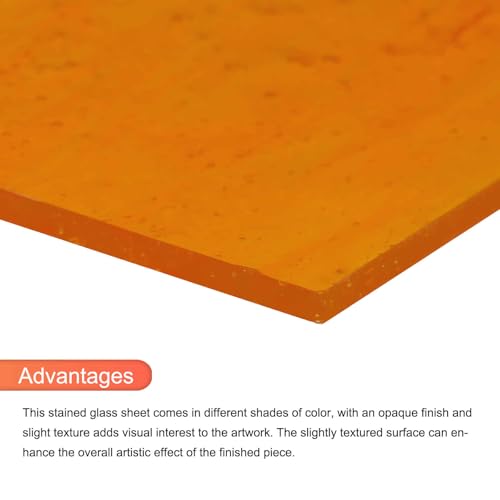 MECCANIXITY Stained Glass Sheet Mosaic Tile 7.9 Inch x 5.9 Inch Orange Stained Glass Sheets for Crafts DIY Art Project - color: Orange