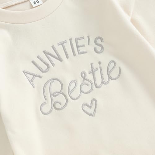 VISGOGO Newborn Infant Baby Boy Girls Oversized Romper Little Dude Sweater Onesie Coming Home Outfit Neutral Clothes - color: Beige-aunties Bestie, size: 0-3 Months