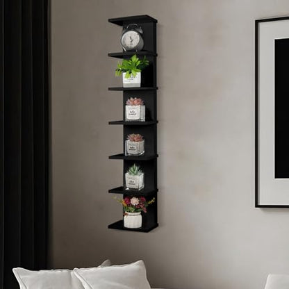 7 Tier Wall Shelf Unit - Lack Floating Shelf, Black Compact Display Floating Shelf, Vertical Column Wall Decor Mount Floating Storage Organizer Tall Tower Shelf for Bathroom，Bedrooms, Living Rooms - style: 1 PCS，7 Tier, black
