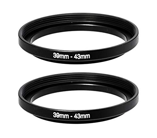(2 Pcs) 39-43MM Step-Up Ring Adapter, 39mm to 43mm Step Up Filter Ring, 39mm Male 43mm Female Stepping Up Ring for DSLR Camera Lens and ND UV CPL Infrared Filters - size: 39-43MM