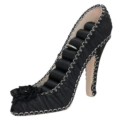 Ring Holder High Heel Shoe Design Fashion Jewelry Organizer Display Birtyday Gift (Black) - color: Black