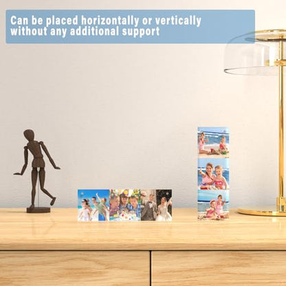 HELPLEX Acrylic Frame, 3 Pack 2x6 Acrylic Picture Frames Photo Booth Frame, 20mm Thicker Frameless Clear Double Sided Magnetic Frame, Free Standing Desktop Display - size: 2x6(3 PACK)