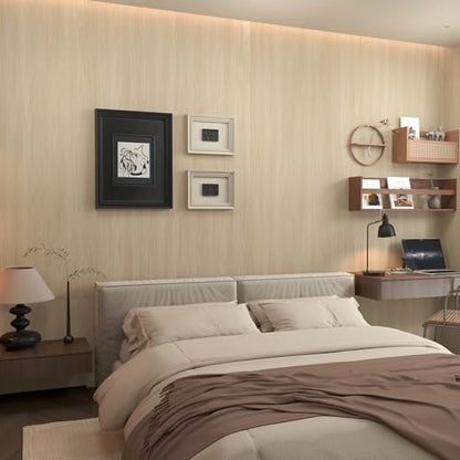 TOTIO Light Brown Wood Grain Contact Paper Peel and Stick Beige Oak Textured Self-Adhesive Wallpaper Bubble-Free Design Matte Thicken 16x78inch Waterproof Counter Top Stick Paper Wood Vinyl Wrap - color: Light Brown, size: 16" x 78"